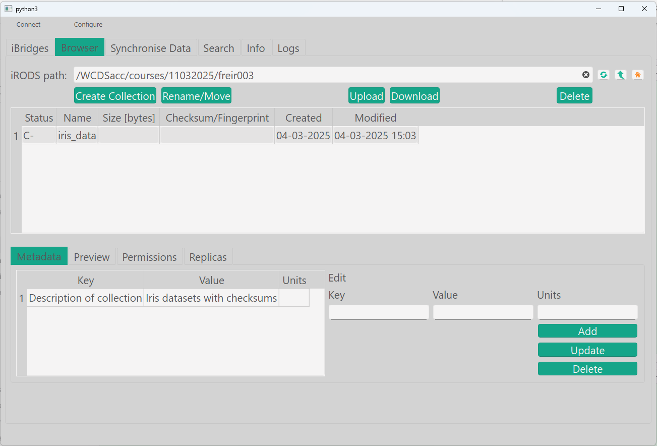 Add metadata to collection
